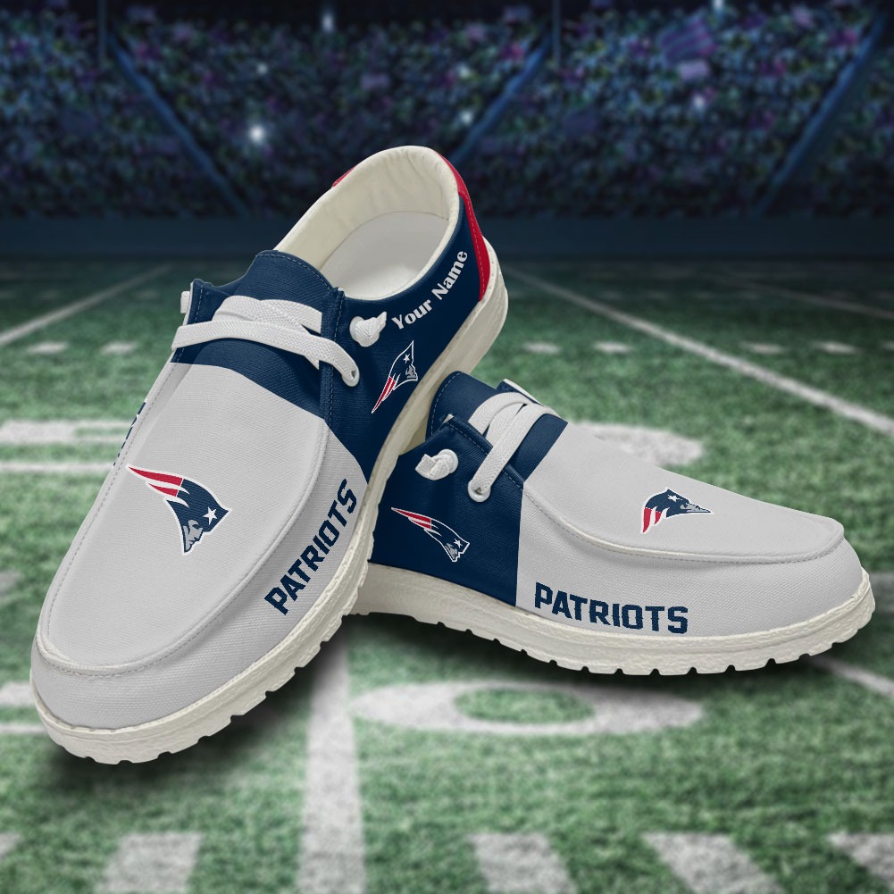 JWFancy NFL New England Patriots Hey Dude Shoes Wally Men's Lace Up Loafers Comfortable For Men And Women