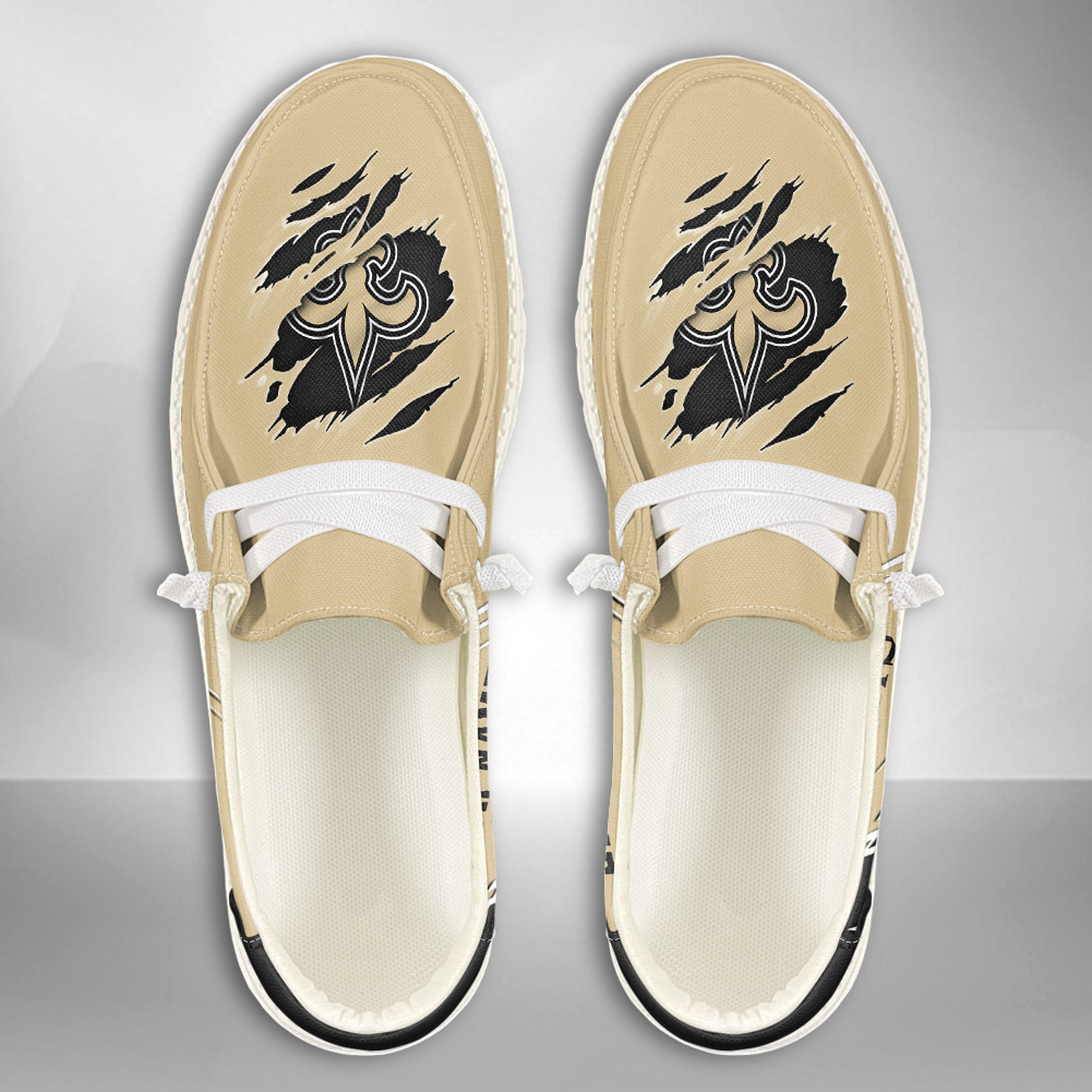 JWFancy NFL New Orleans Saints Hey Dude Shoes Wally Men's Lace Up Loafers Comfortable For Men And Women