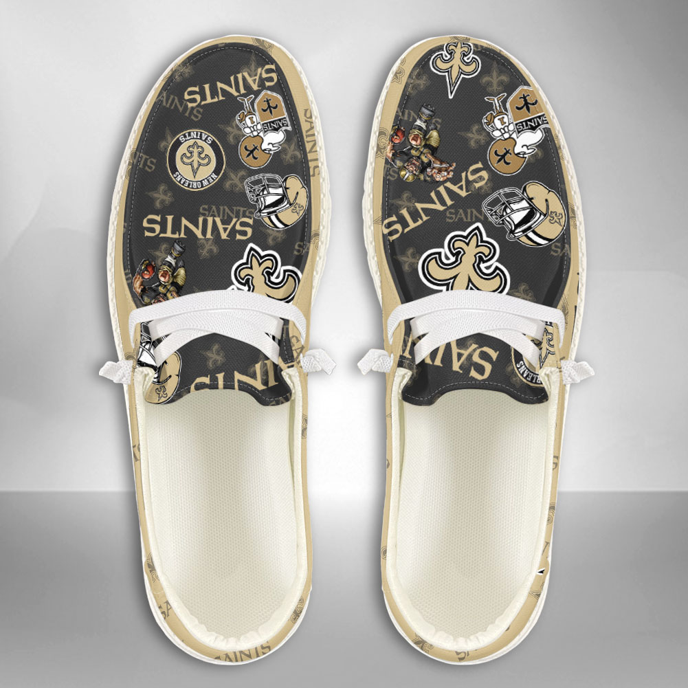 JWFancy NFL New Orleans Saints Hey Dude Shoes Wally Men's Lace Up Loafers Comfortable For Men And Women
