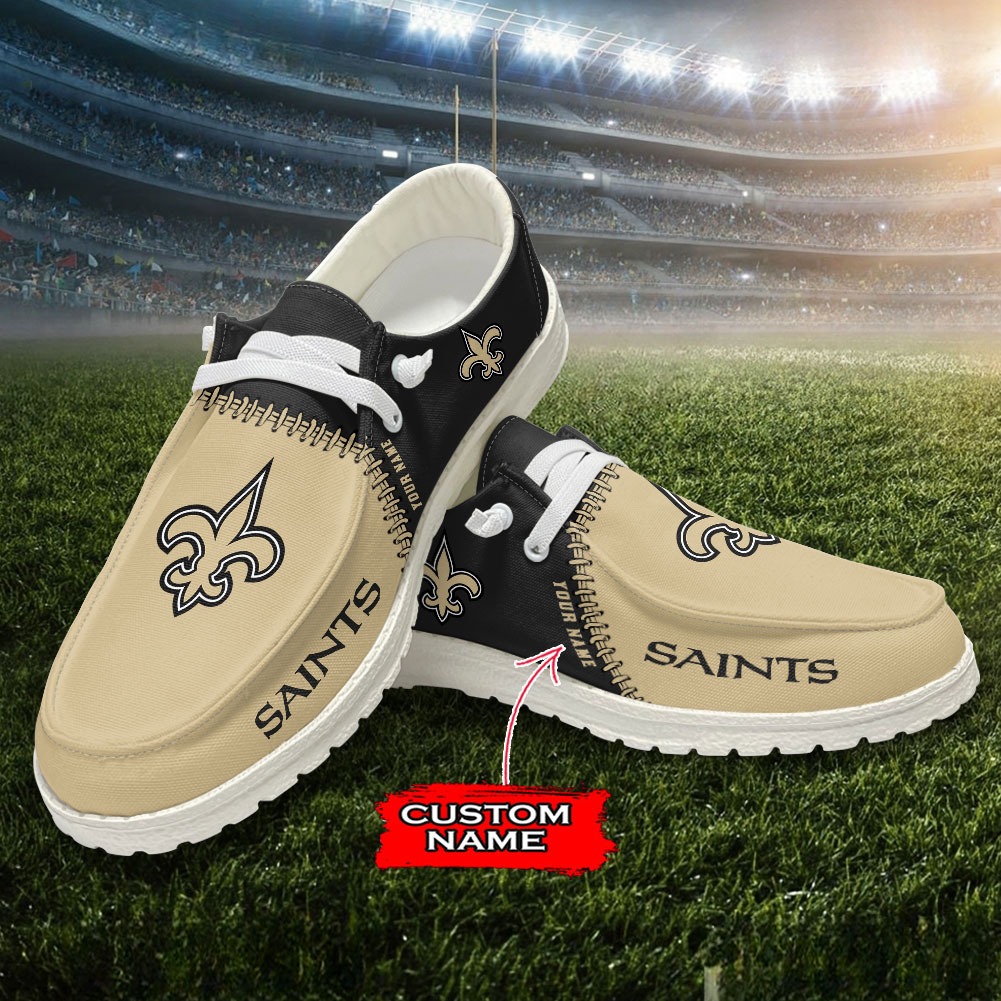 JWFancy NFL New Orleans Saints Hey Dude Shoes Wally Men's Lace Up Loafers Comfortable For Men And Women