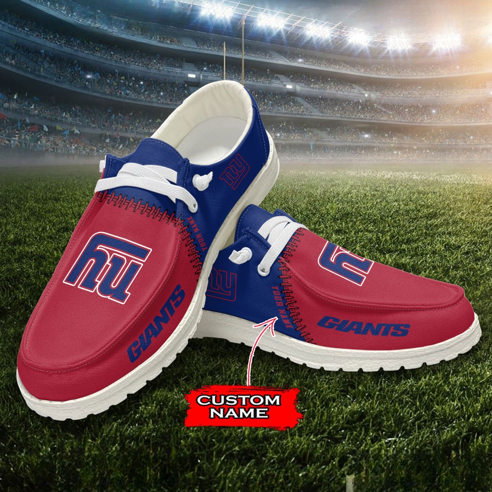 JWFancy NFL New York Giants Hey Dude Shoes Wally Men's Lace Up Loafers Comfortable For Men And Women