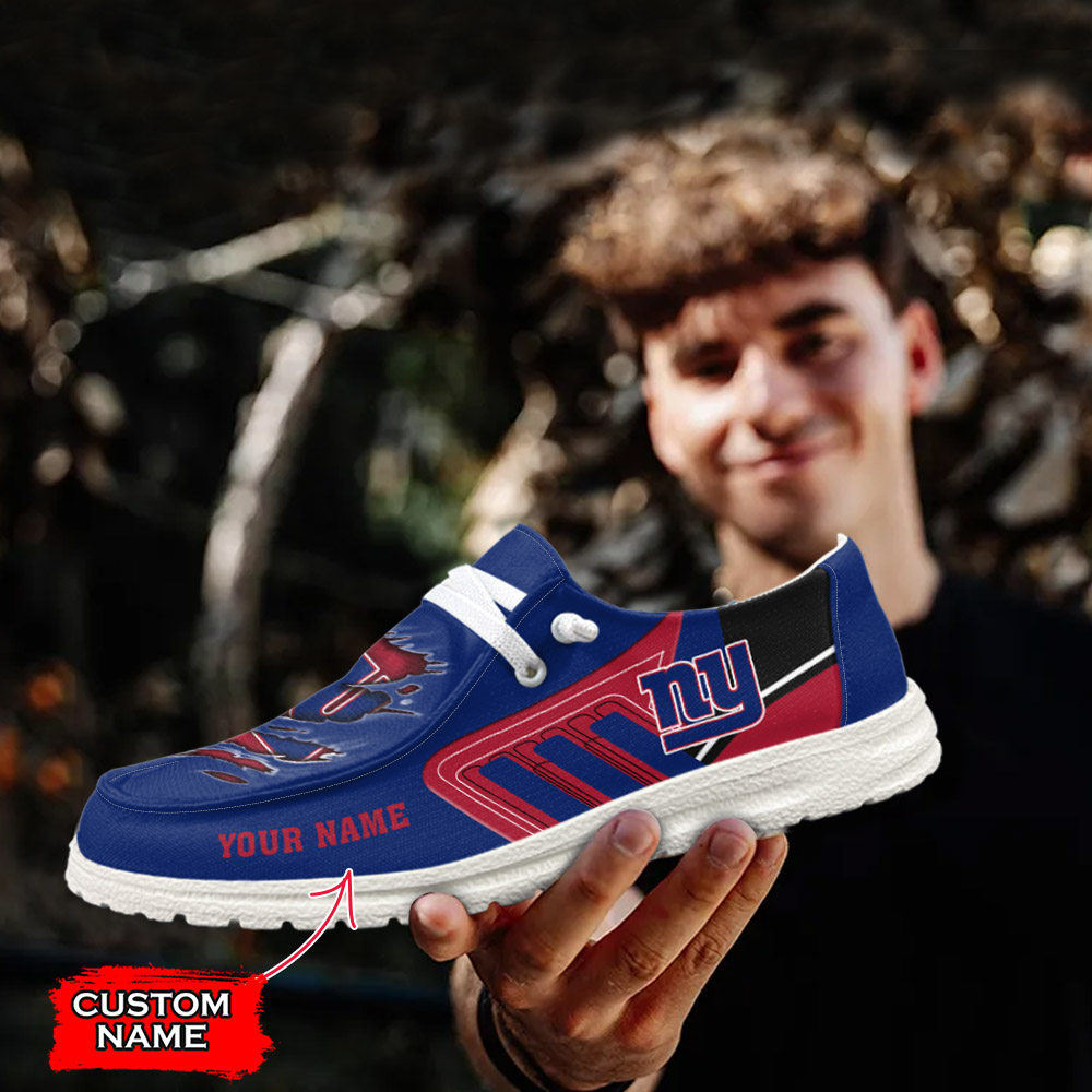 JWFancy NFL New York Giants Hey Dude Shoes Wally Men's Lace Up Loafers Comfortable For Men And Women