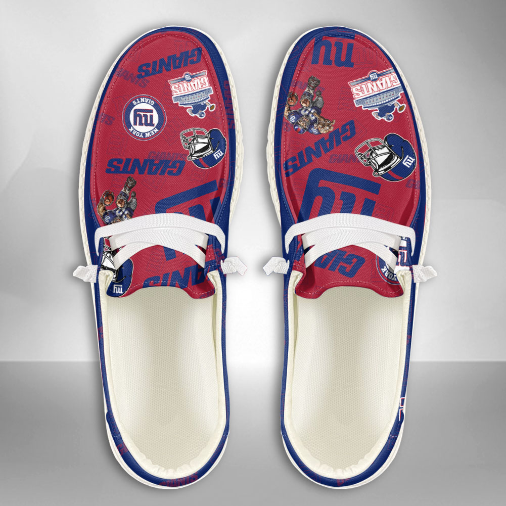 JWFancy NFL New York Giants Hey Dude Shoes Wally Men's Lace Up Loafers Comfortable For Men And Women