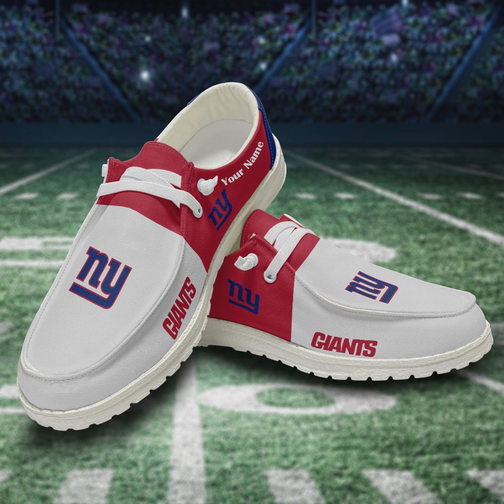 JWFancy NFL New York Giants Hey Dude Shoes Wally Men's Lace Up Loafers Comfortable For Men And Women
