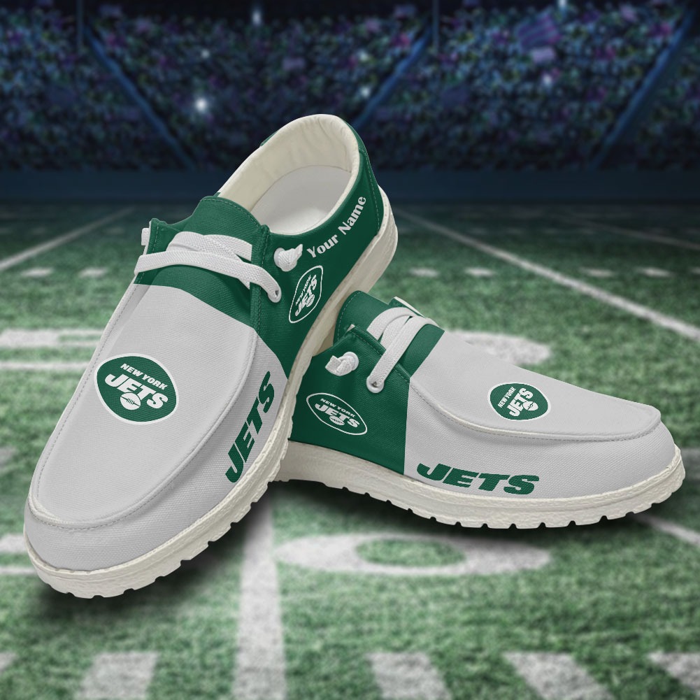 JWFancy NFL New York Jets Hey Dude Shoes Wally Men's Lace Up Loafers Comfortable For Men And Women