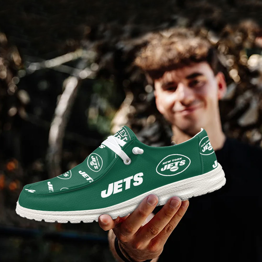 JWFancy NFL New York Jets Hey Dude Shoes Wally Men's Lace Up Loafers Comfortable For Men And Women