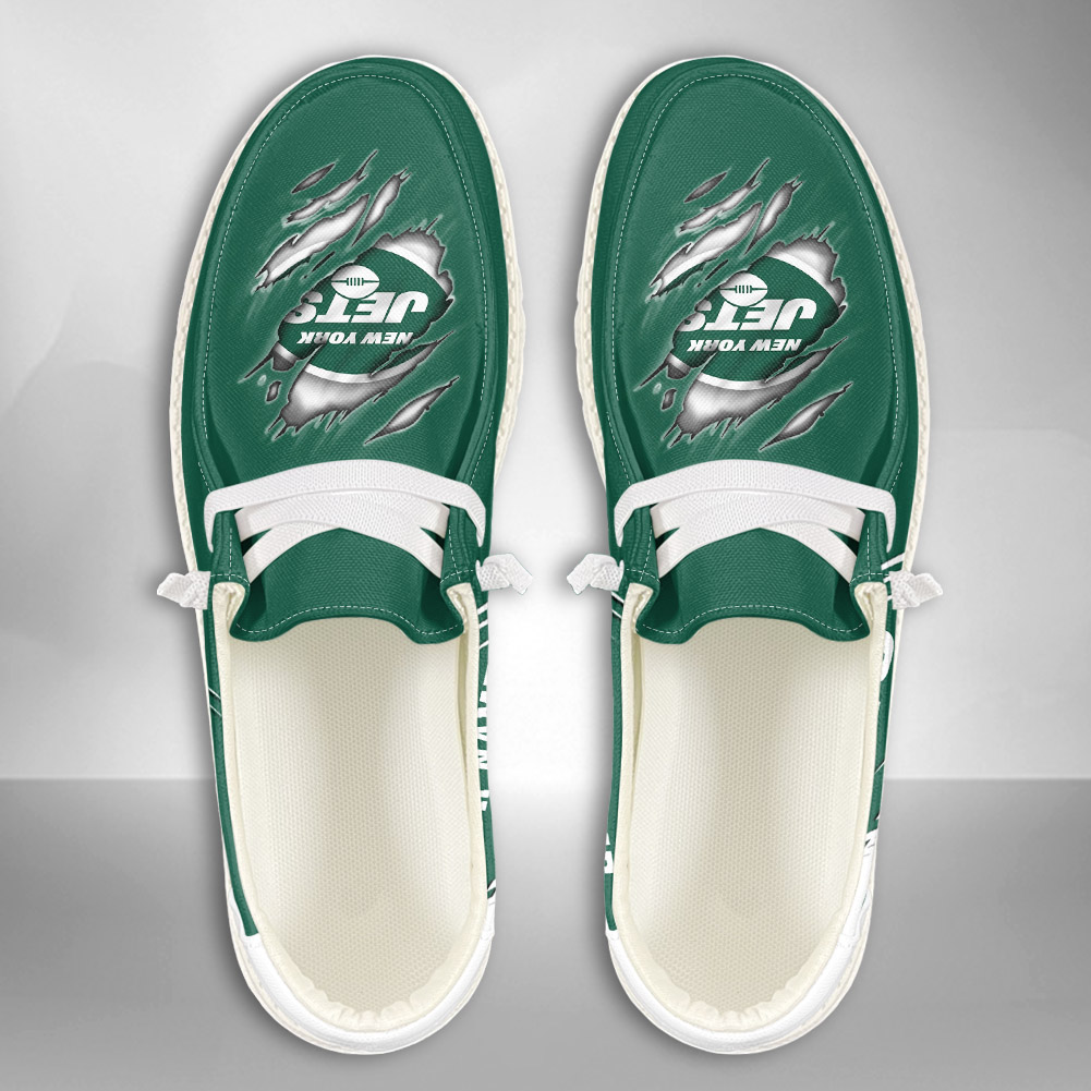 JWFancy NFL New York Jets Hey Dude Shoes Wally Men's Lace Up Loafers Comfortable For Men And Women