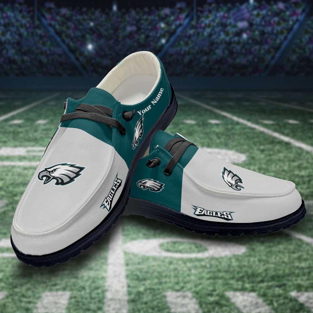 JWFancy NFL Philadelphia Eagles Hey Dude Shoes Wally Men's Lace Up Loafers Comfortable For Men And Women