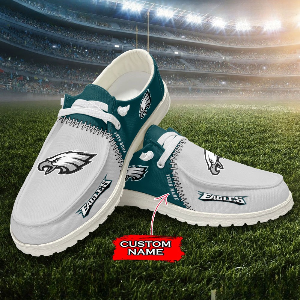 JWFancy NFL Philadelphia Eagles Hey Dude Shoes Wally Men's Lace Up Loafers Comfortable For Men And Women
