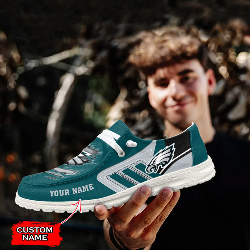 JWFancy NFL Philadelphia Eagles Hey Dude Shoes Wally Men's Lace Up Loafers Comfortable For Men And Women