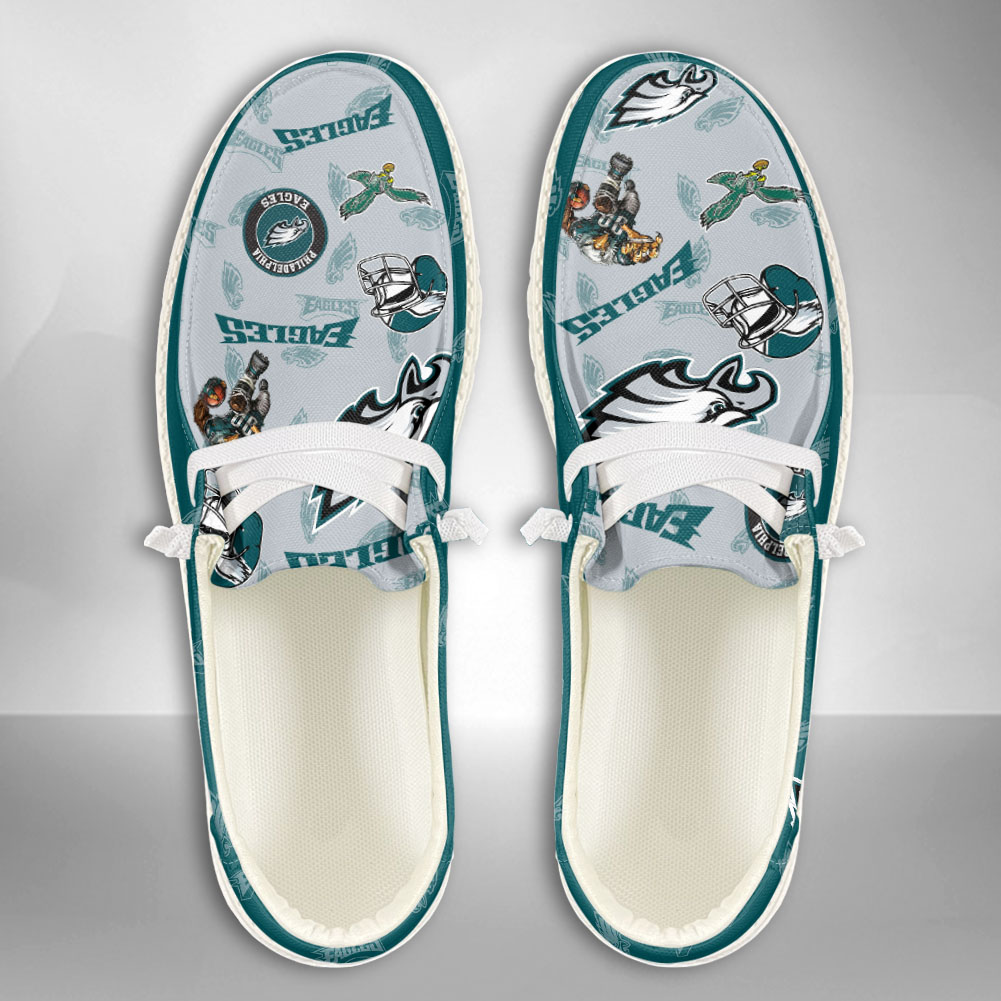 JWFancy NFL Philadelphia Eagles Hey Dude Shoes Wally Men's Lace Up Loafers Comfortable For Men And Women