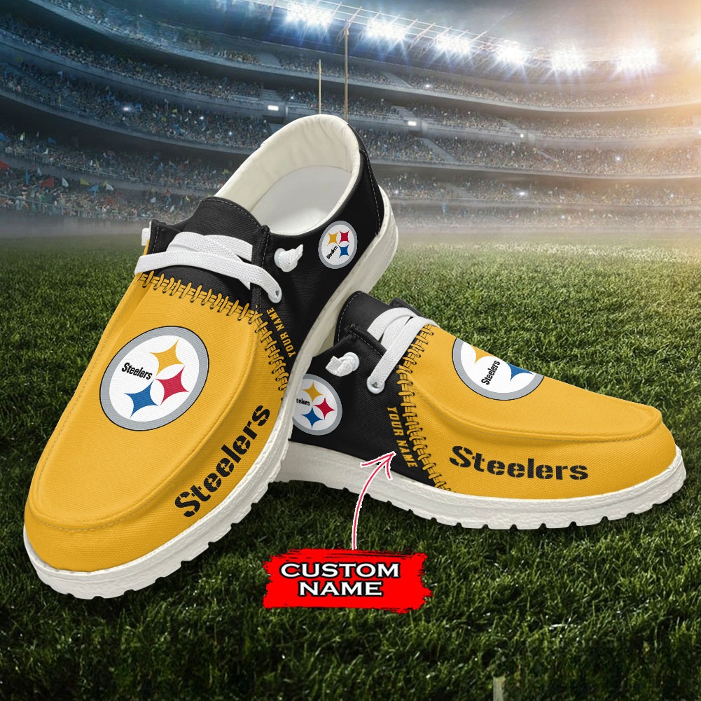 JWFancy NFL Pittsburgh Steelers Hey Dude Shoes Wally Men's Lace Up Loafers Comfortable For Men And Women