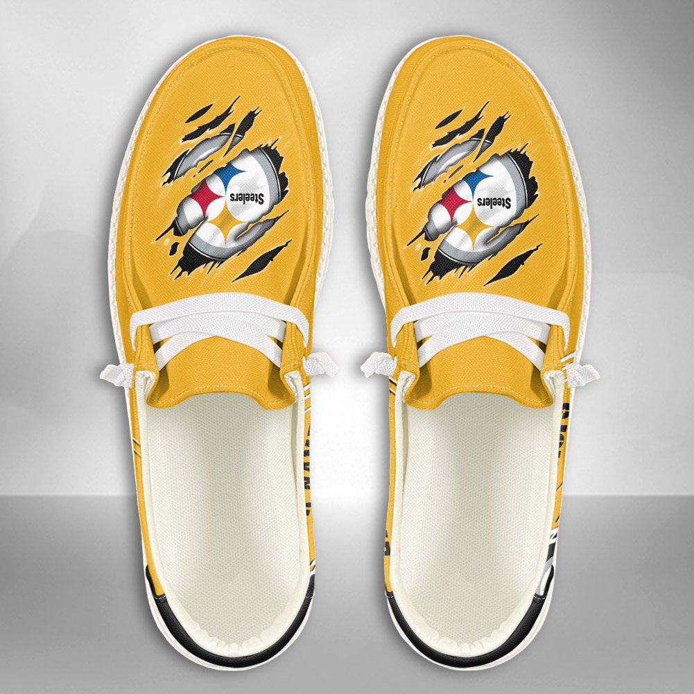 JWFancy NFL Pittsburgh Steelers Hey Dude Shoes Wally Men's Lace Up Loafers Comfortable For Men And Women