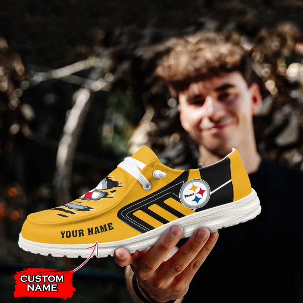 JWFancy NFL Pittsburgh Steelers Hey Dude Shoes Wally Men's Lace Up Loafers Comfortable For Men And Women