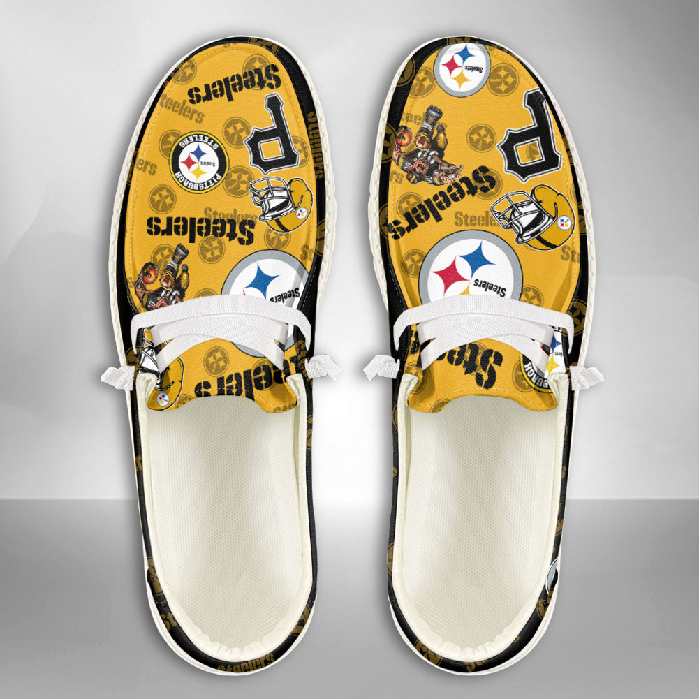 JWFancy NFL Pittsburgh Steelers Hey Dude Shoes Wally Men's Lace Up Loafers Comfortable For Men And Women