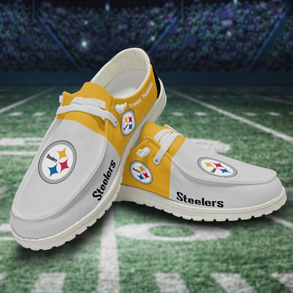 JWFancy NFL Pittsburgh Steelers Hey Dude Shoes Wally Men's Lace Up Loafers Comfortable For Men And Women