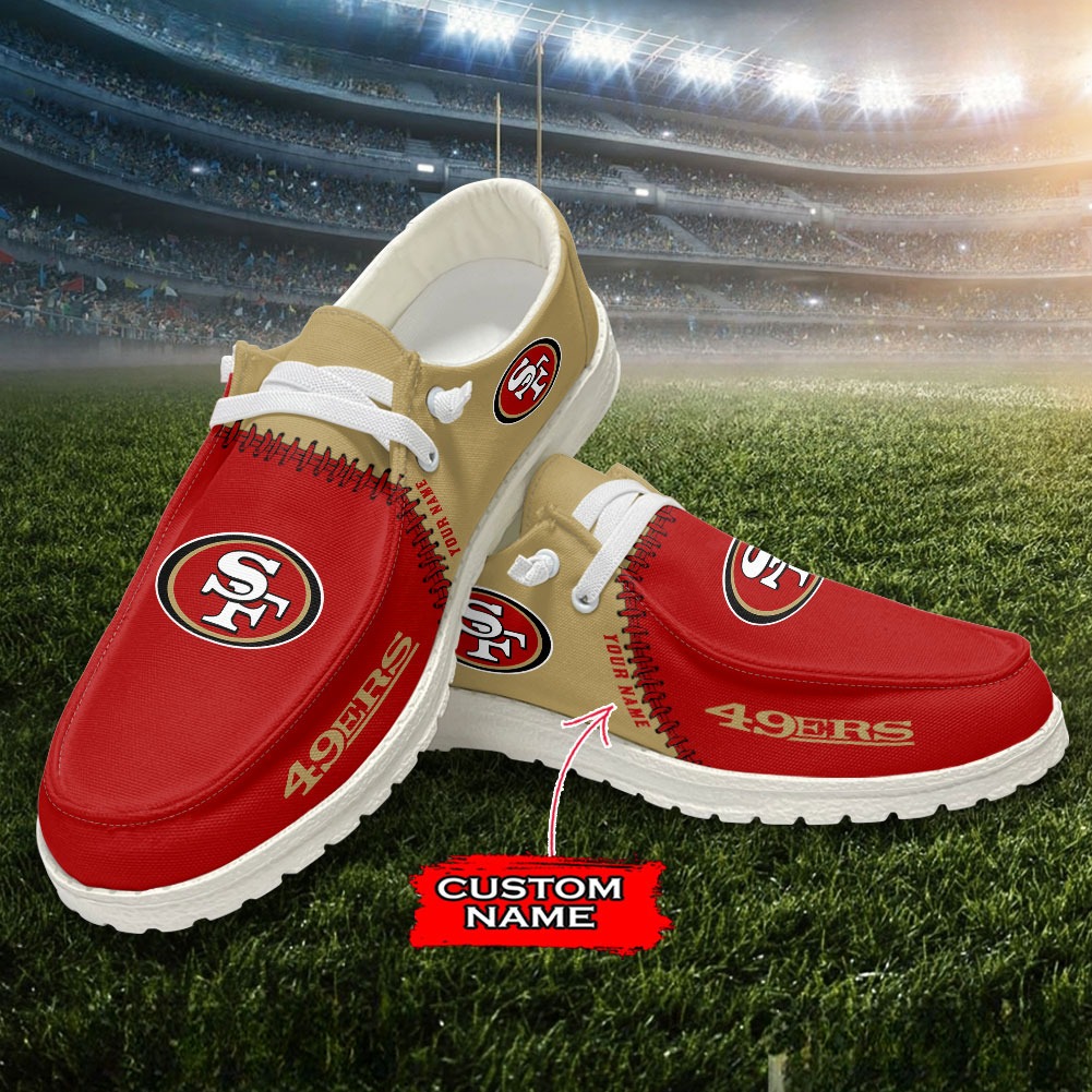 JWFancy NFL San Francisco 49ers Hey Dude Shoes Wally Men's Lace Up Loafers Comfortable For Men And Women