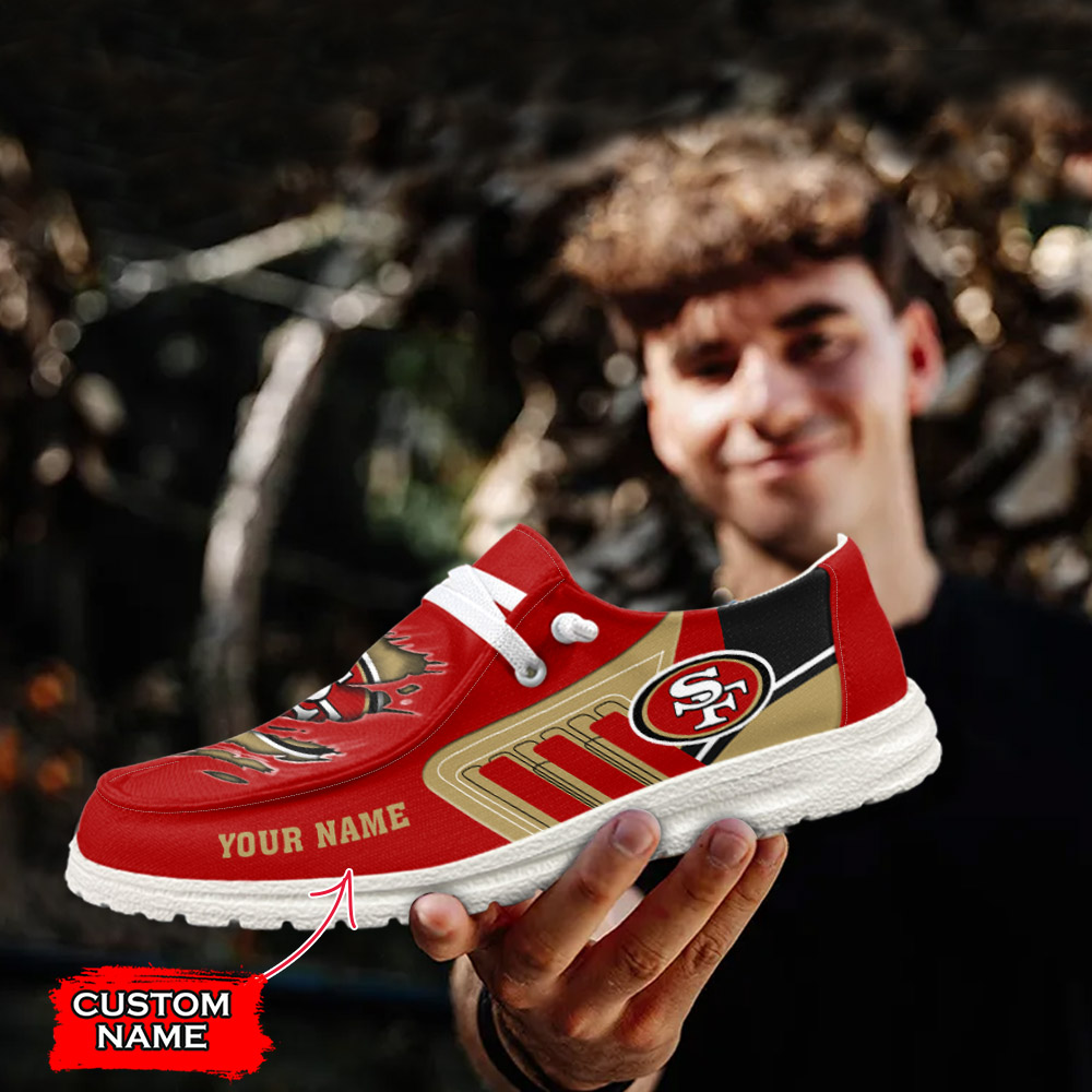 JWFancy NFL San Francisco 49ers Hey Dude Shoes Wally Men's Lace Up Loafers Comfortable For Men And Women