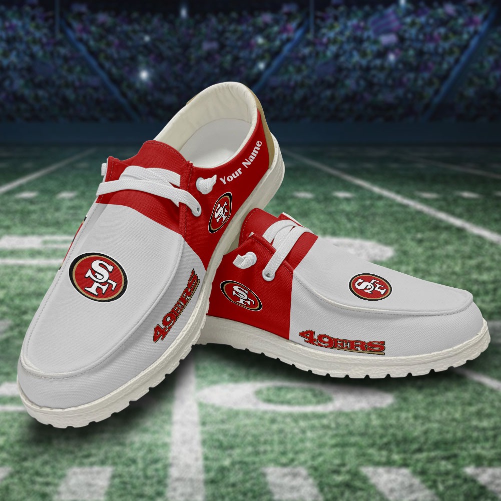 JWFancy NFL San Francisco 49ers Hey Dude Shoes Wally Men's Lace Up Loafers Comfortable For Men And Women