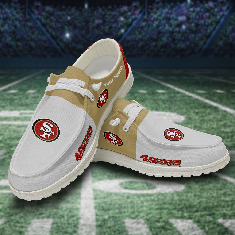 JWFancy NFL San Francisco 49ers Hey Dude Shoes Wally Men's Lace Up Loafers Comfortable For Men And Women