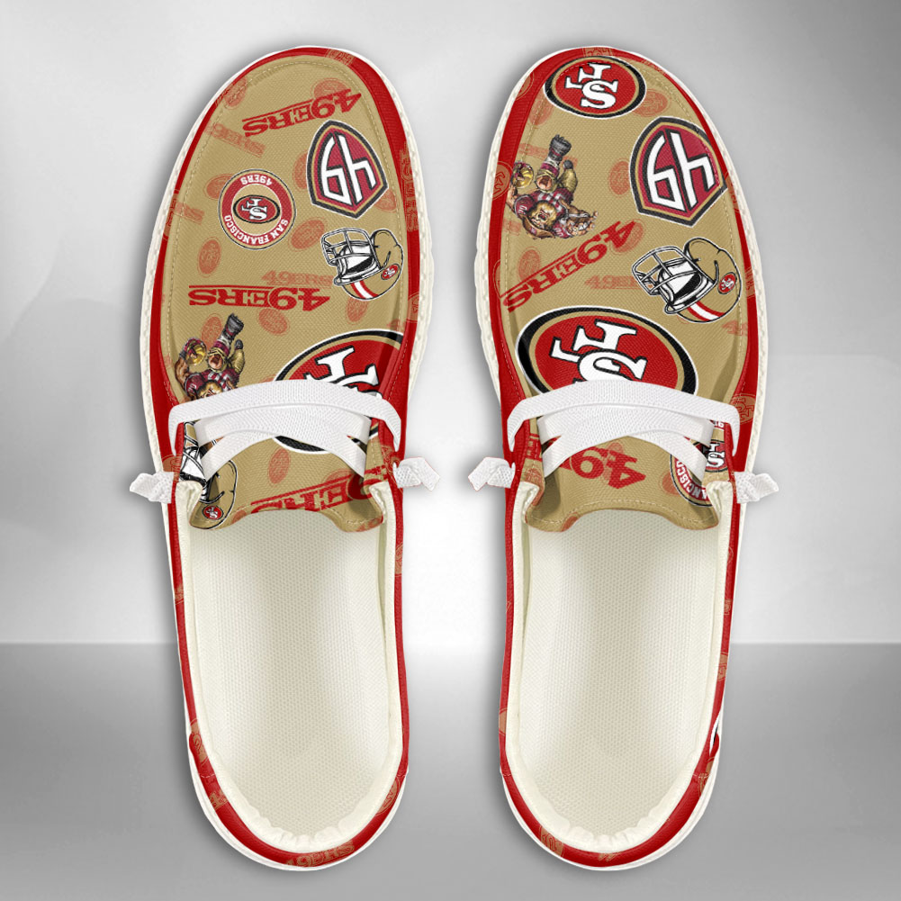 JWFancy NFL San Francisco 49ers Hey Dude Shoes Wally Men's Lace Up Loafers Comfortable For Men And Women