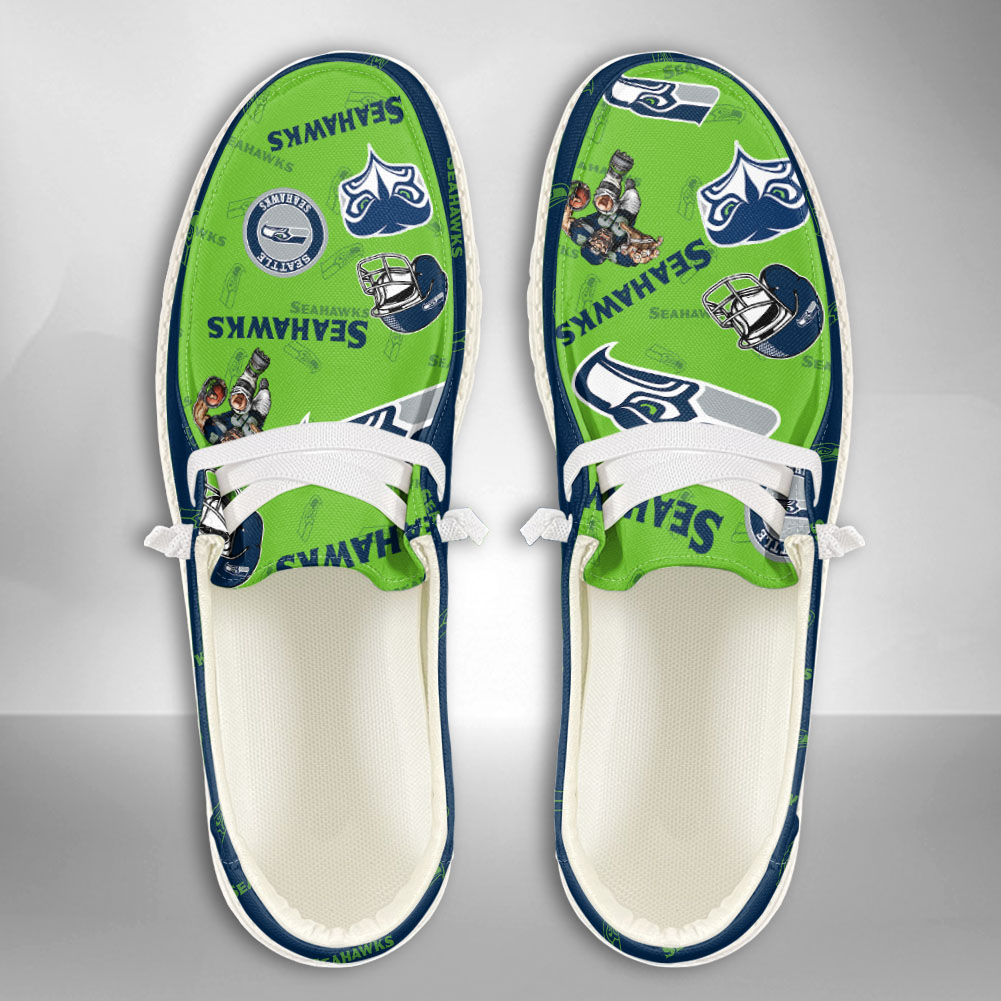 JWFancy NFL Seattle Seahawks Hey Dude Shoes Wally Men's Lace Up Loafers Comfortable For Men And Women