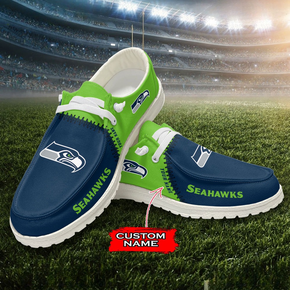 JWFancy NFL Seattle Seahawks Hey Dude Shoes Wally Men's Lace Up Loafers Comfortable For Men And Women