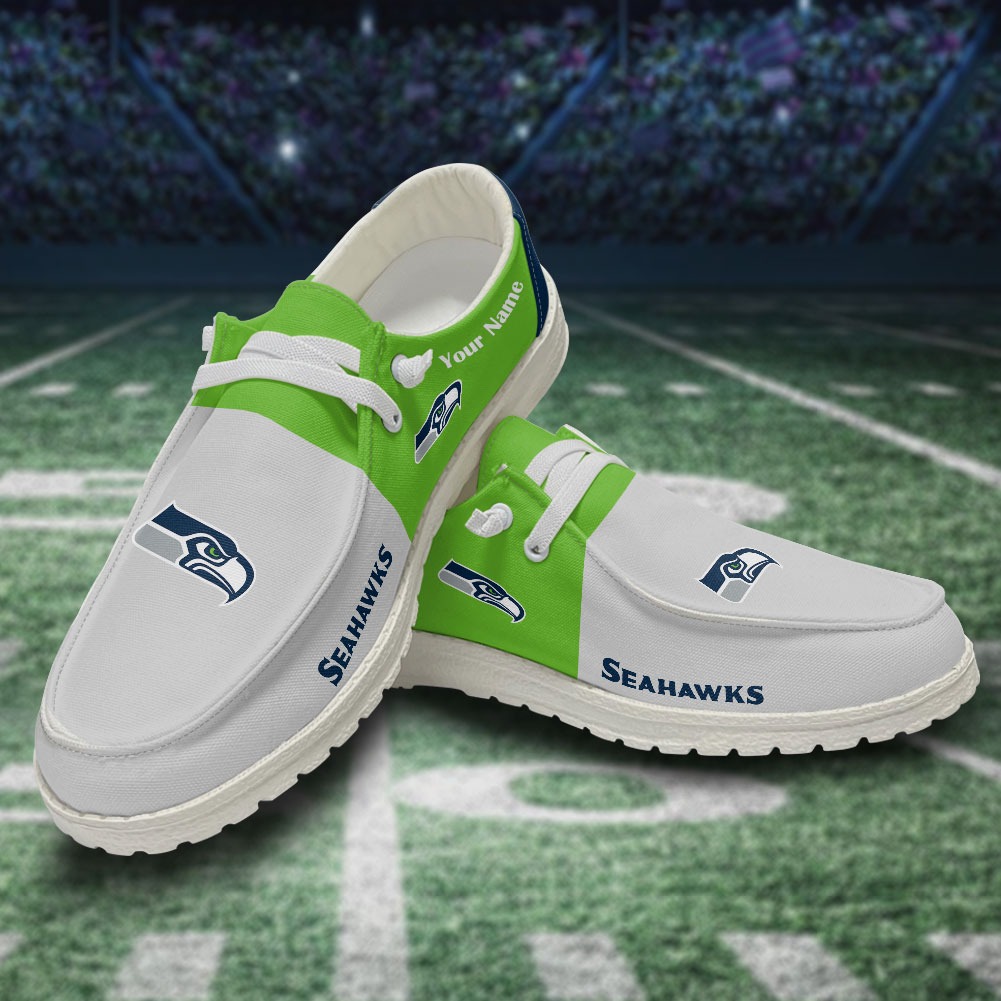 JWFancy NFL Seattle Seahawks Hey Dude Shoes Wally Men's Lace Up Loafers Comfortable For Men And Women