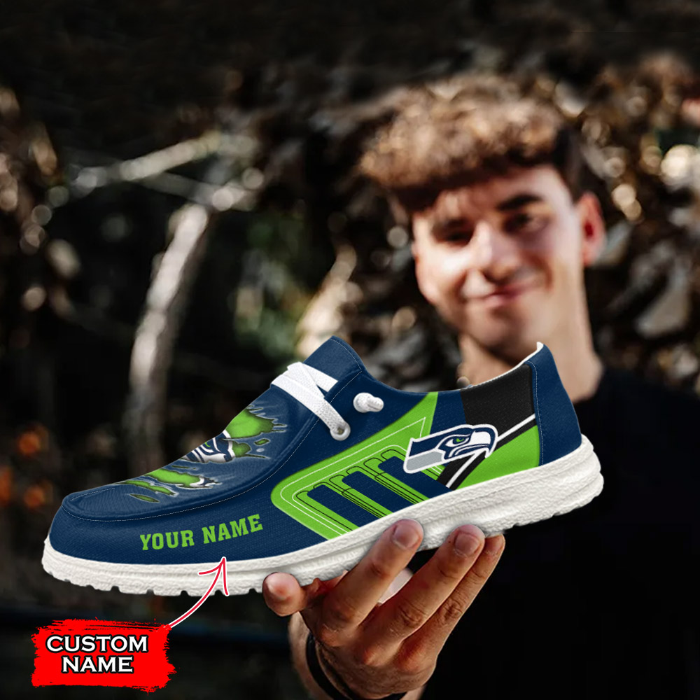 JWFancy NFL Seattle Seahawks Hey Dude Shoes Wally Men's Lace Up Loafers Comfortable For Men And Women