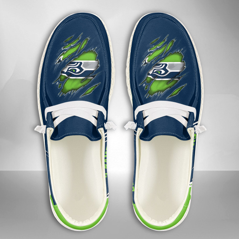 JWFancy NFL Seattle Seahawks Hey Dude Shoes Wally Men's Lace Up Loafers Comfortable For Men And Women