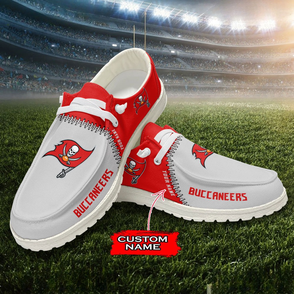 JWFancy NFL Tampa Bay Buccaneers Hey Dude Shoes Wally Men's Lace Up Loafers Comfortable For Men And Women
