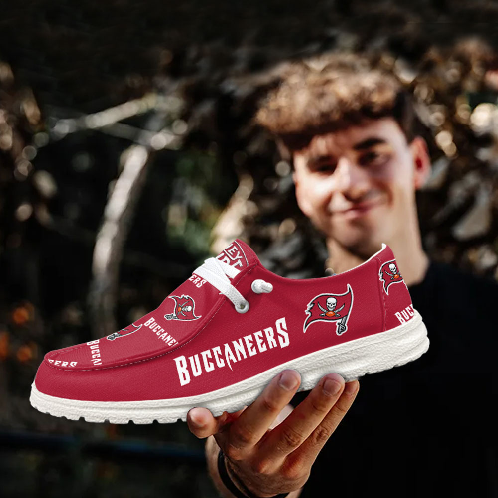 JWFancy NFL Tampa Bay Buccaneers Hey Dude Shoes Wally Men's Lace Up Loafers Comfortable For Men And Women