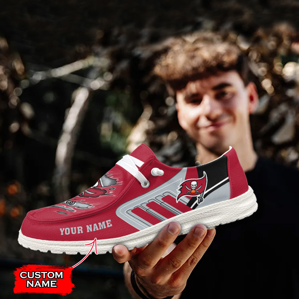 JWFancy NFL Tampa Bay Buccaneers Hey Dude Shoes Wally Men's Lace Up Loafers Comfortable For Men And Women