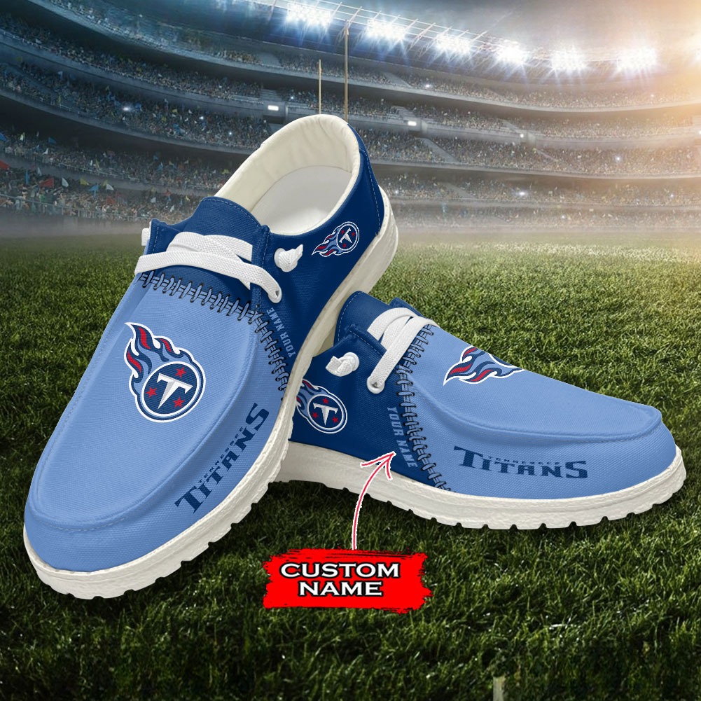JWFancy NFL Tennessee Titans Hey Dude Shoes Wally Men's Lace Up Loafers Comfortable For Men And Women