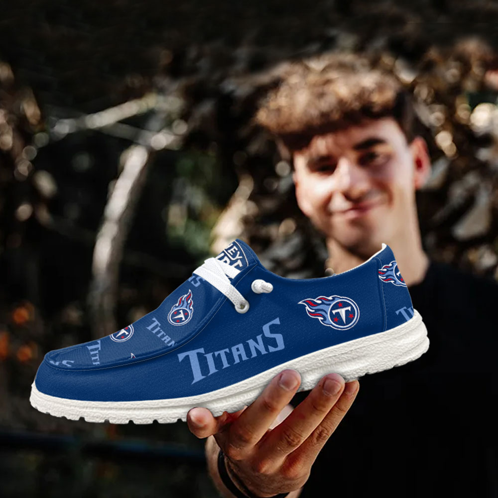 JWFancy NFL Tennessee Titans Hey Dude Shoes Wally Men's Lace Up Loafers Comfortable For Men And Women