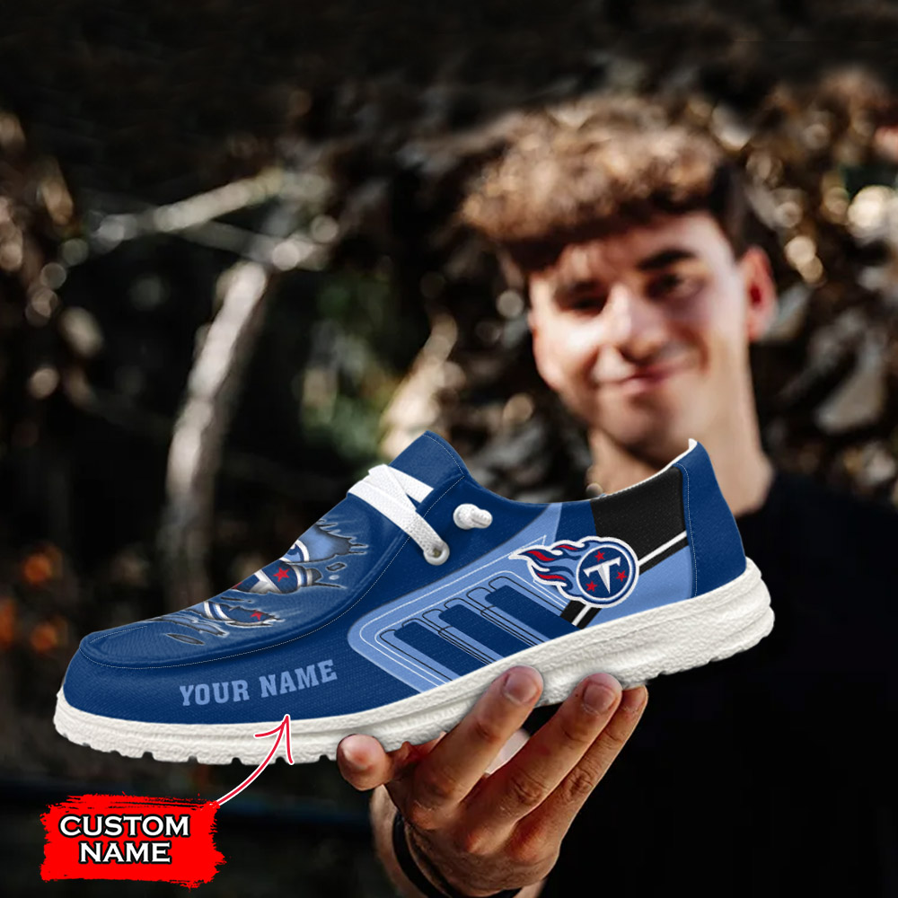 JWFancy NFL Tennessee Titans Hey Dude Shoes Wally Men's Lace Up Loafers Comfortable For Men And Women