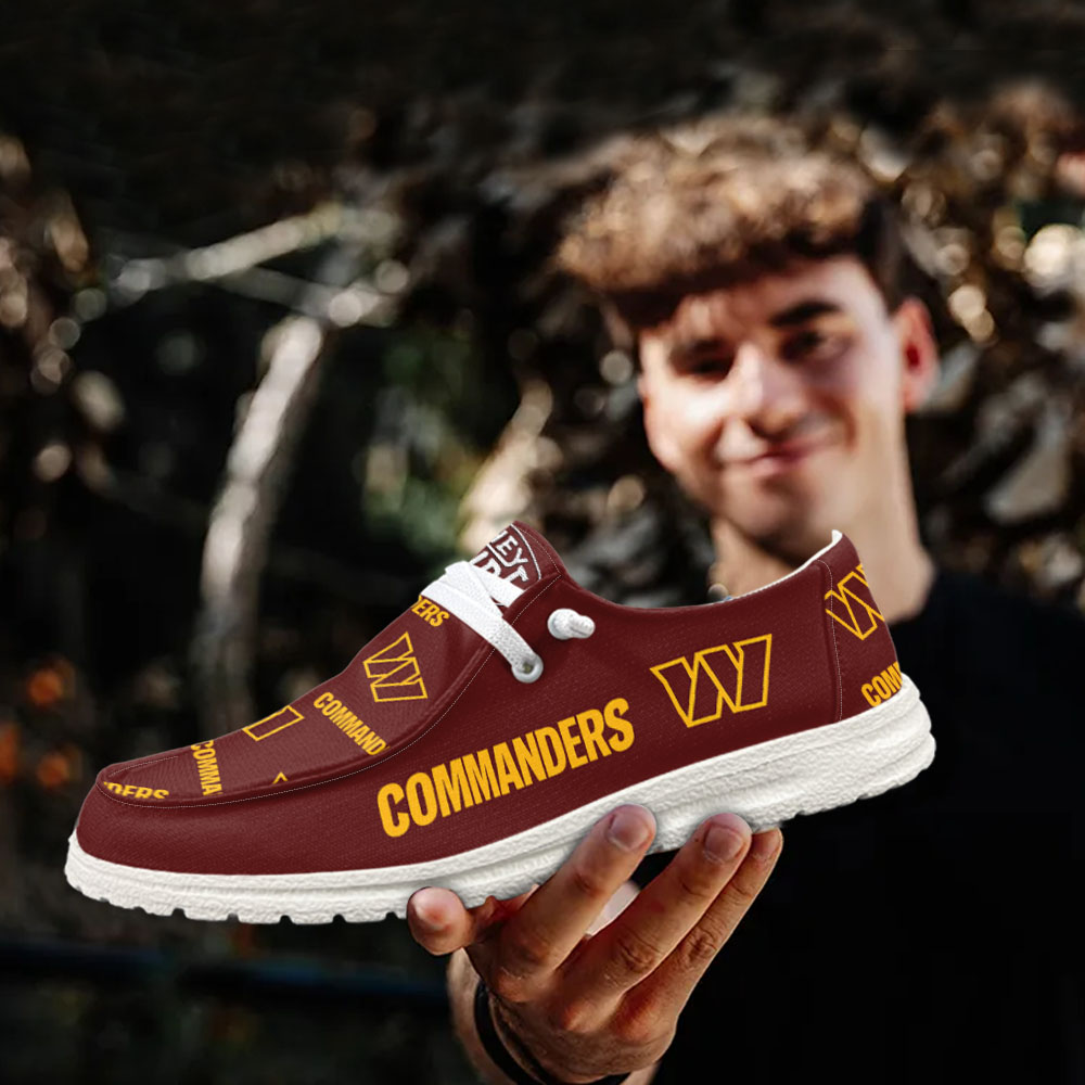 JWFancy NFL Washington Commanders Hey Dude Shoes Wally Men's Lace Up Loafers Comfortable For Men And Women