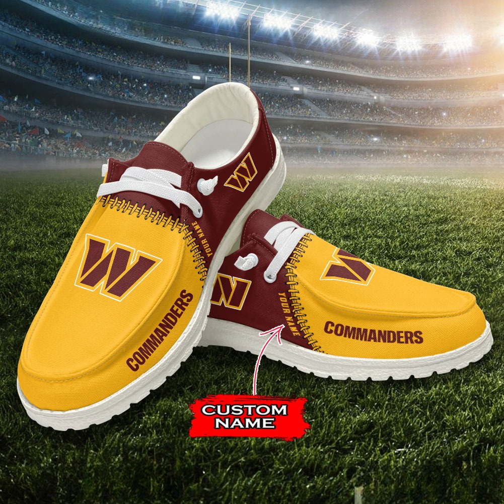 JWFancy NFL Washington Commanders Hey Dude Shoes Wally Men's Lace Up Loafers Comfortable For Men And Women