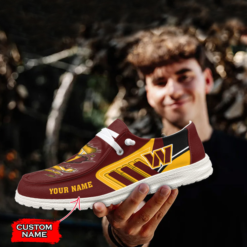 JWFancy NFL Washington Commanders Hey Dude Shoes Wally Men's Lace Up Loafers Comfortable For Men And Women