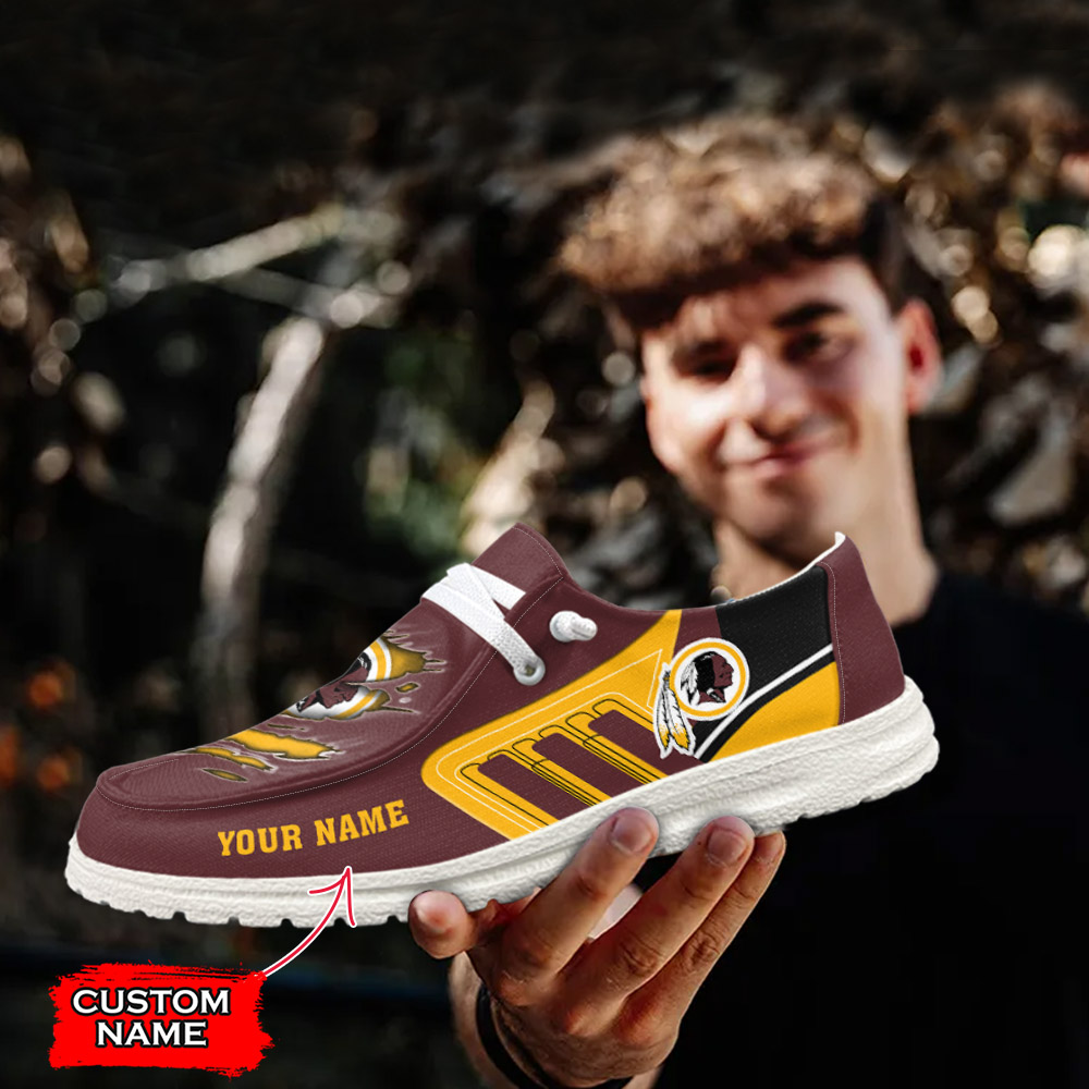 JWFancy NFL Washington Redskins Hey Dude Shoes Wally Men's Lace Up Loafers Comfortable For Men And Women