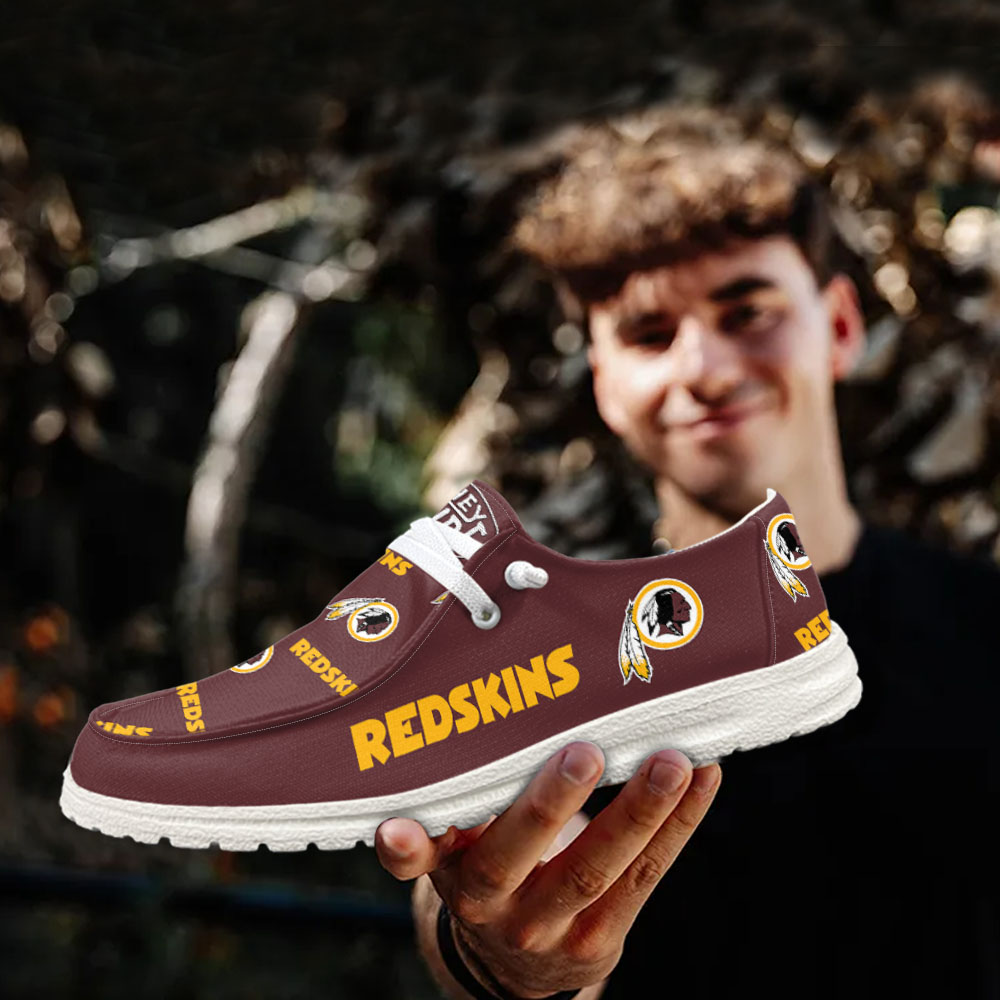JWFancy NFL Washington Redskins Hey Dude Shoes Wally Men's Lace Up Loafers Comfortable For Men And Women