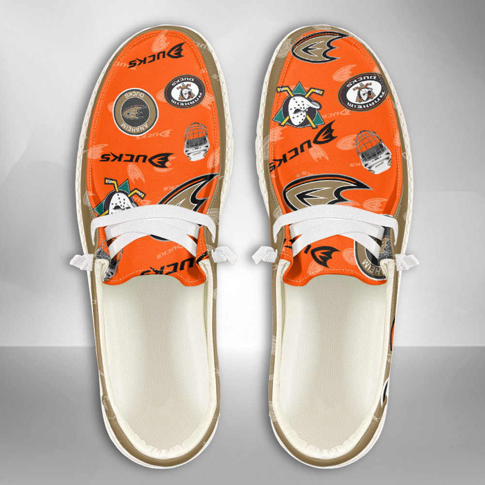 JWFancy NHL Anaheim Ducks Hey Dude Shoes Wally Men's Lace Up Loafers Comfortable For Men And Women