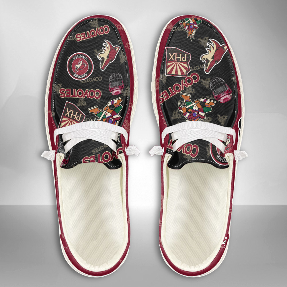 JWFancy NHL Arizona Coyotes Hey Dude Shoes Wally Men's Lace Up Loafers Comfortable For Men And Women