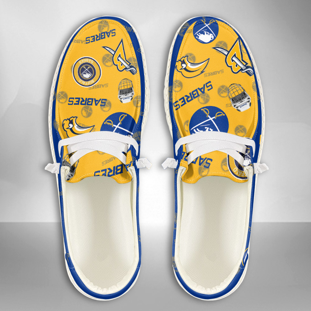 JWFancy NHL Buffalo Sabres Hey Dude Shoes Wally Men's Lace Up Loafers Comfortable For Men And Women