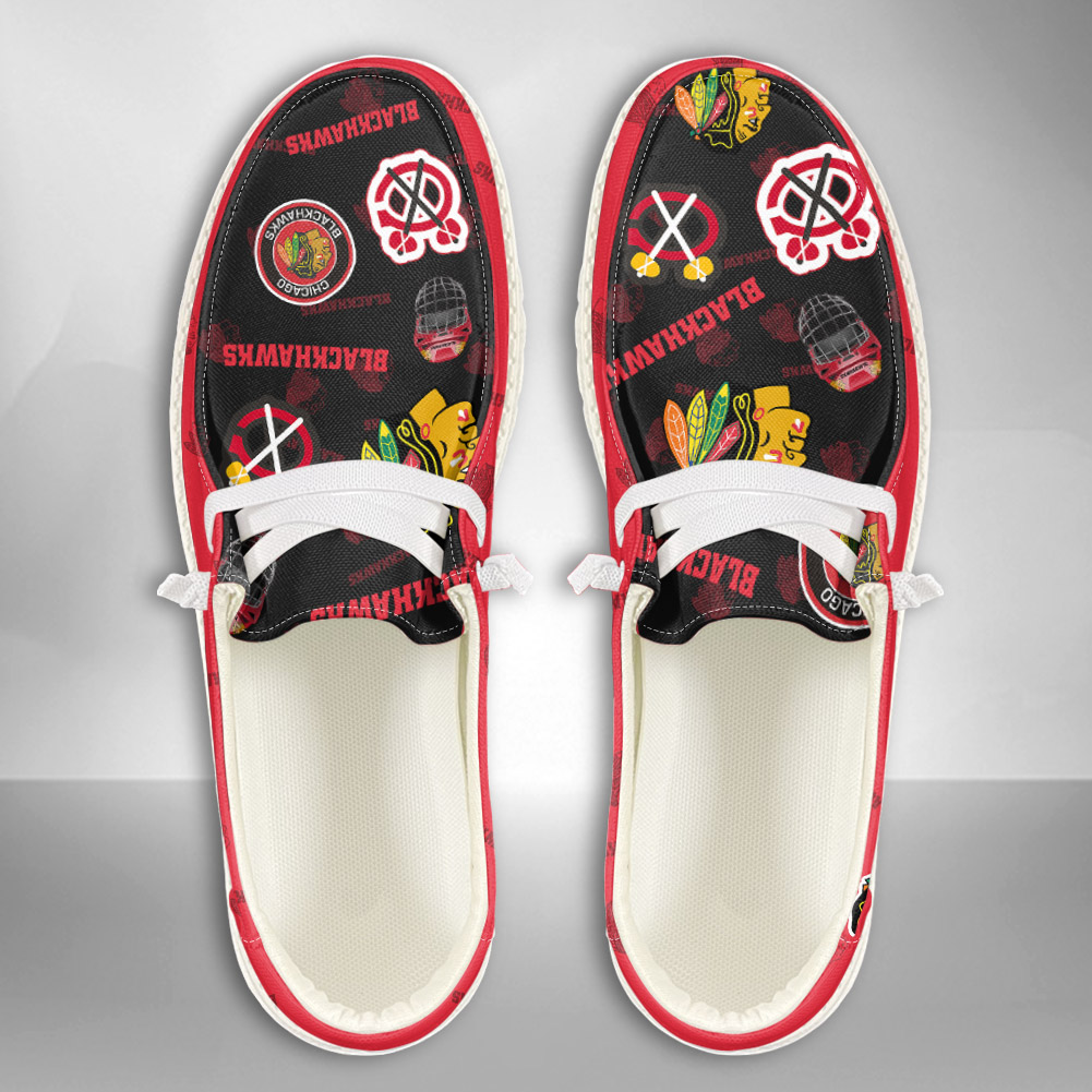 JWFancy NHL Chicago Blackhawks Hey Dude Shoes Wally Men's Lace Up Loafers Comfortable For Men And Women