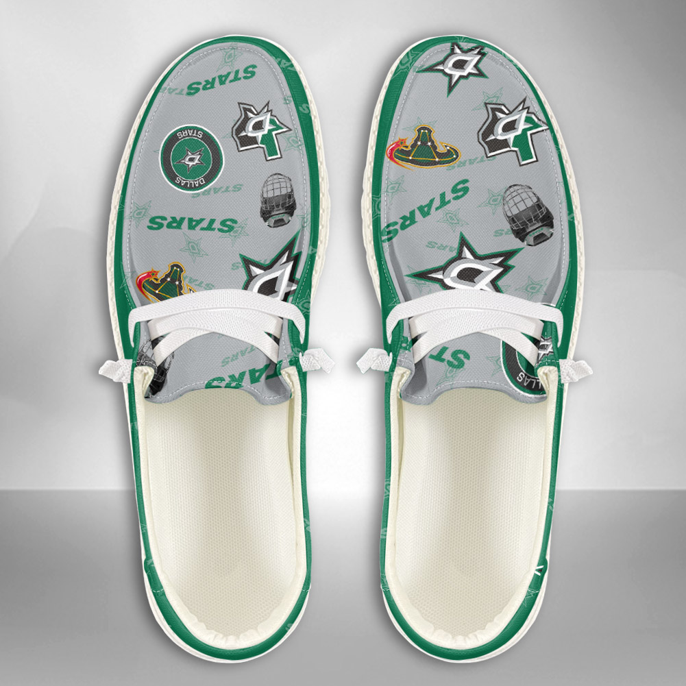 JWFancy NHL Dallas Stars Hey Dude Shoes Wally Men's Lace Up Loafers Comfortable For Men And Women