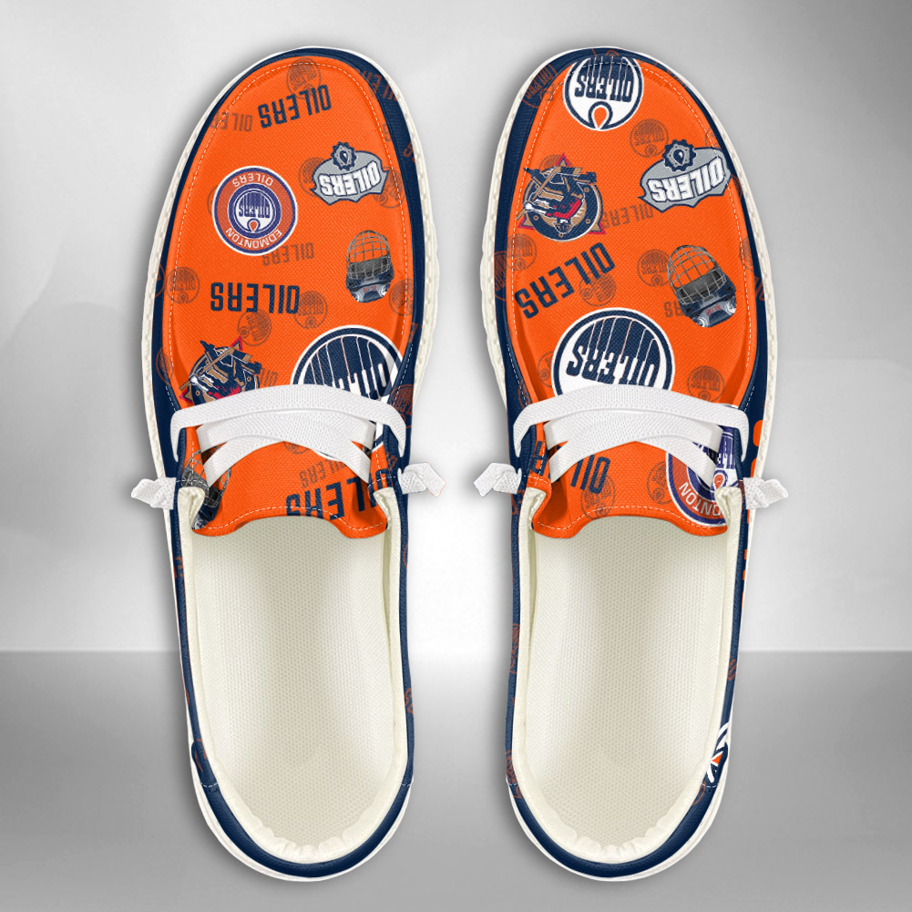 JWFancy NHL Edmonton Oilers Hey Dude Shoes Wally Men's Lace Up Loafers Comfortable For Men And Women
