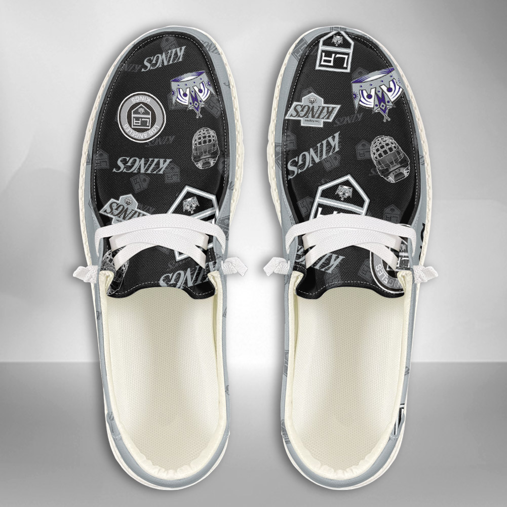 JWFancy NHL Los Angeles Kings Hey Dude Shoes Wally Men's Lace Up Loafers Comfortable For Men And Women