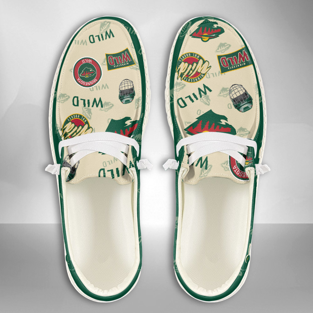 JWFancy NHL Minnesota Wild Hey Dude Shoes Wally Men's Lace Up Loafers Comfortable For Men And Women