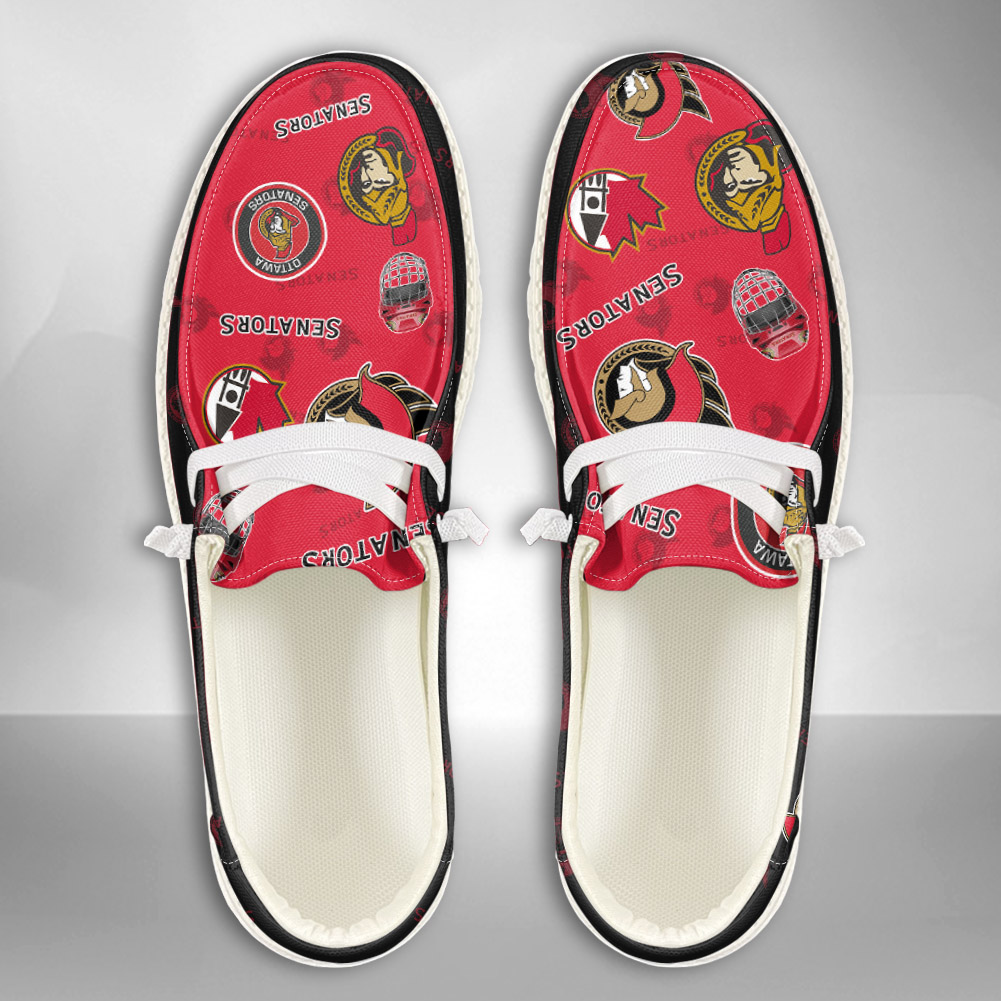 JWFancy NHL Ottawa Senators Hey Dude Shoes Wally Men's Lace Up Loafers Comfortable For Men And Women